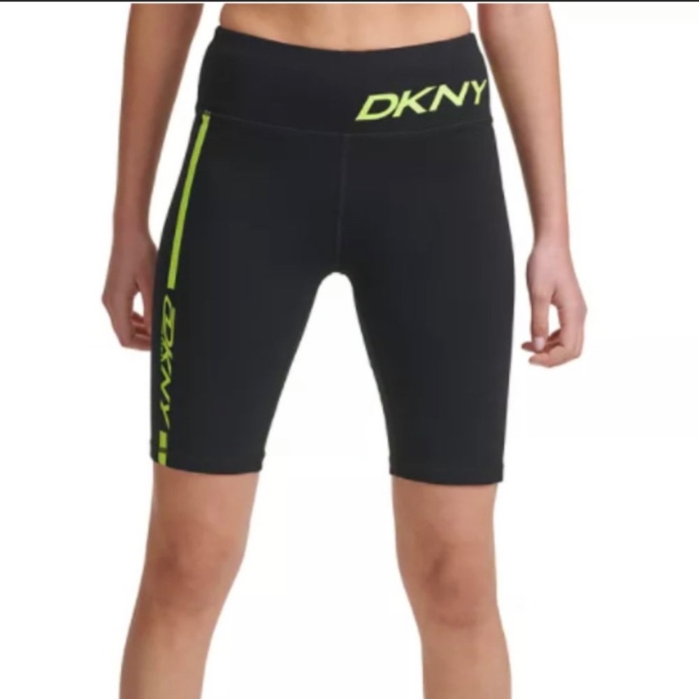DKNY Sport High-Waist Bike Shorts- Black, Medium